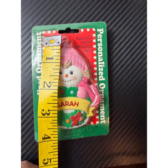 Vintage Stravina “Sarah” Personalized Snowman Ornament Molded Holiday Christmas - Picture 3 of 4
